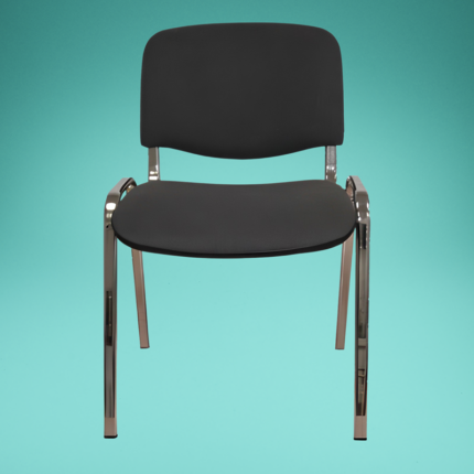 Polsterstuhl anthrazit/chrom, stapelbar, koppelbar, Sitzhöhe 46 cm