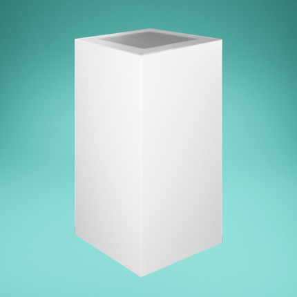 Stehtisch, Säule quadratisch, weiß, mit Glasauflage HxBxT 110x50x50 cm