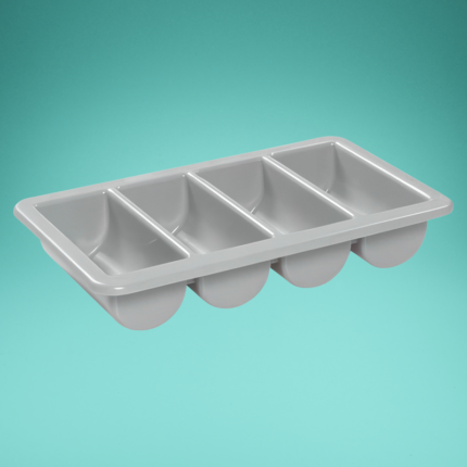 Besteckkorb, Kunststoff, grau, 4-fach unterteilt