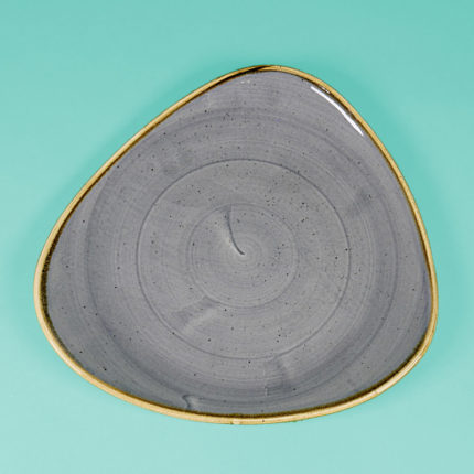 Dreieckiger Teller (handmade), 22,9 cm, Lotus, Blueberry Stonecast - Churchill