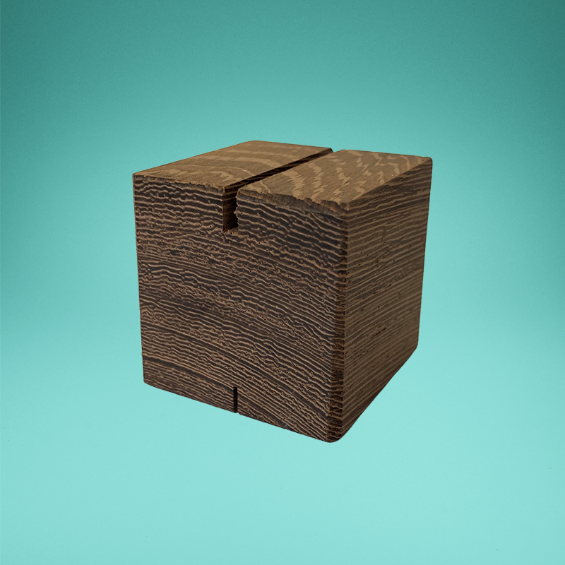 Kartenhalter Würfel aus Holz, braun, 4x4x4 cm