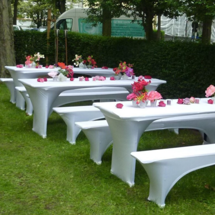 Kombi Bierzeltgarnitur 70 cm inkl. passender Stretchhussen, weiß